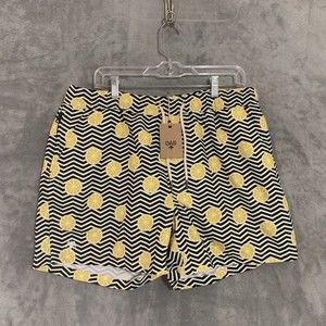 NWT! OAS Shorts Mens 2XL Swim Trunks Zig Zag Lemon Print Yellow Black Lined